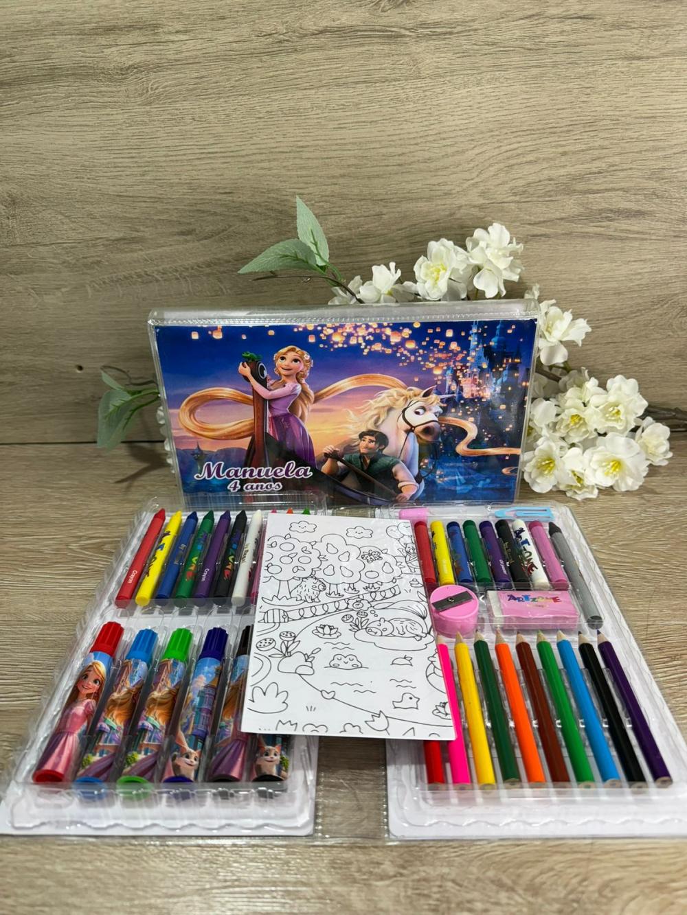 Estojo de Pintura Personalizado Luxo 50 Peças Rapunzel
