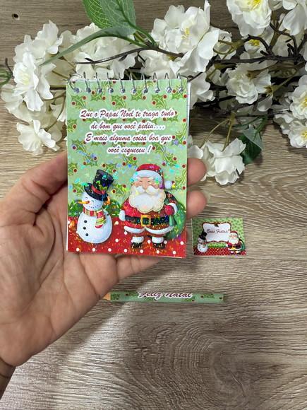 Bloquinho com Brilho Holográfico e Lápis Personalizado Natal