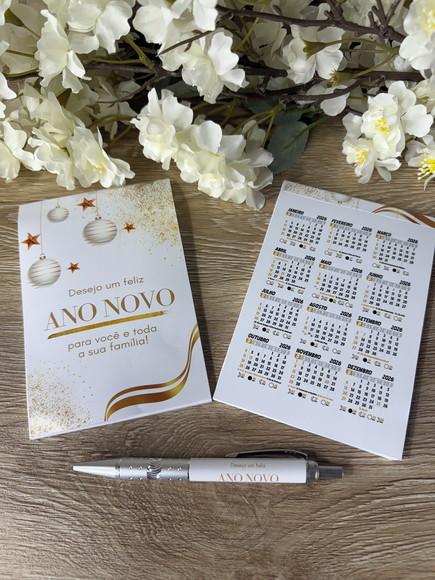 Bloquinho com Caneta Personalizado 10x15 Natal - Boas Festas