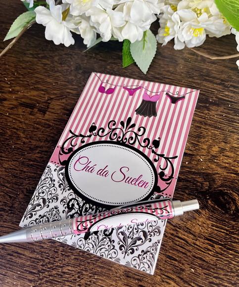 Bloquinho com Caneta Personalizado 14x10 Chá de Lingerie