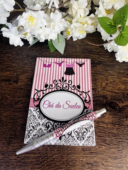 Bloquinho com Caneta Personalizado 14x10 Chá de Lingerie
