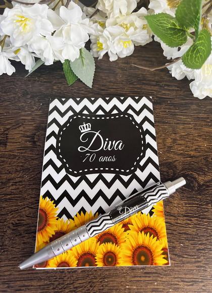 Bloquinho com Caneta Personalizado 14x10 Girassol