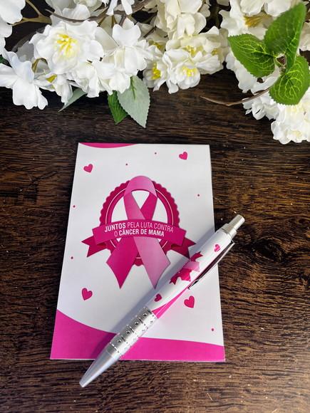 Bloquinho com Caneta Personalizado 14x10 Outubro Rosa