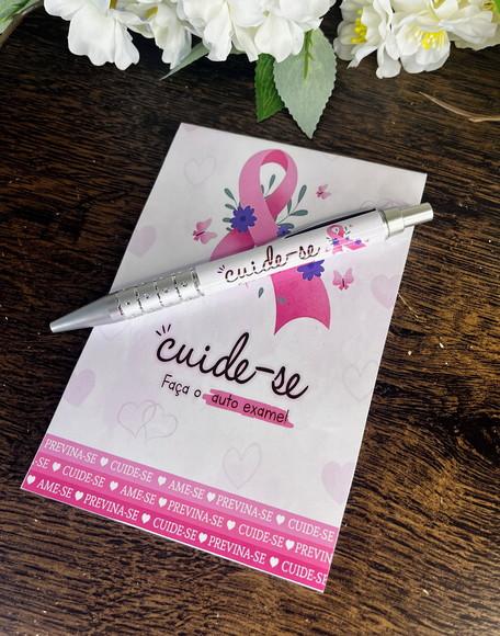 Bloquinho com Caneta Personalizado 14x10 Outubro Rosa