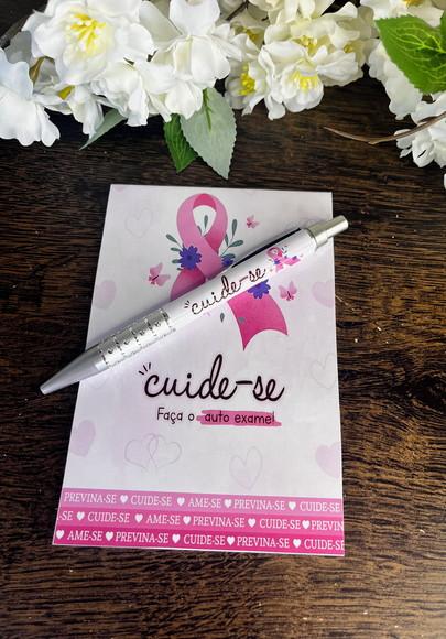 Bloquinho com Caneta Personalizado 14x10 Outubro Rosa