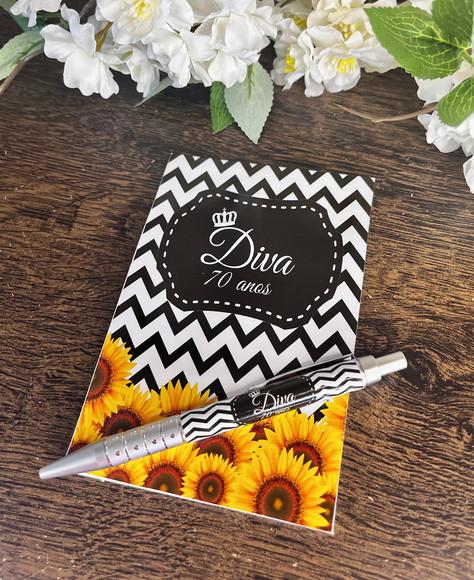 Bloquinho com Caneta Personalizado 14x10 Girassol