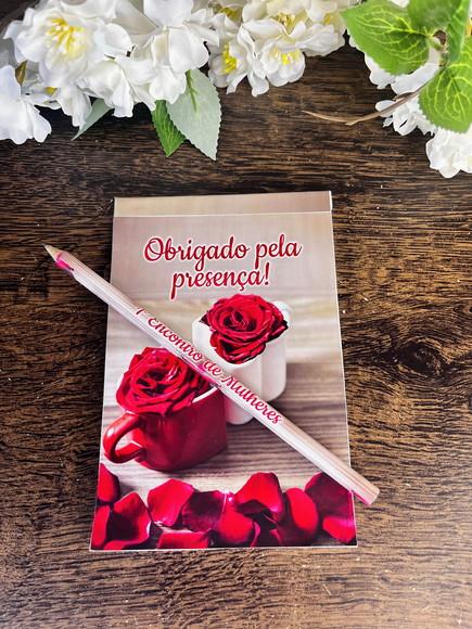 Bloquinho com Lapis Personalizado 14x10 Encontro de Mulheres