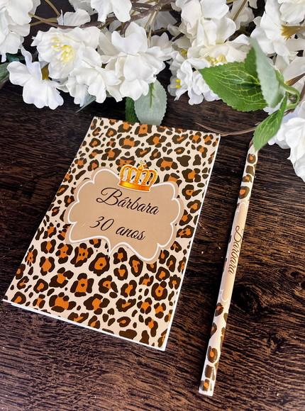 Bloquinho com Lapis Personalizado 14x10 Trintou Oncinha