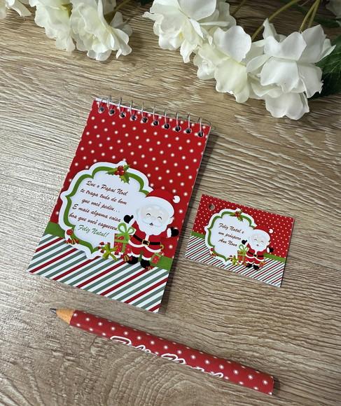 Bloquinho com Mini Lápis Personalizado Natal