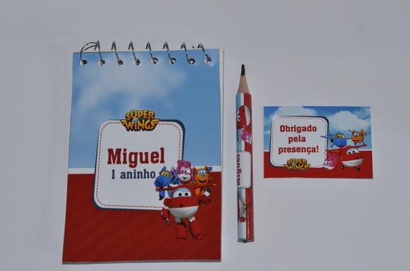 Bloquinho Personalizada com Lápis Super Wings