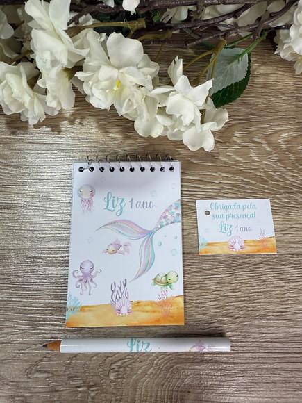 Bloquinho Personalizada com Lápis Sereia