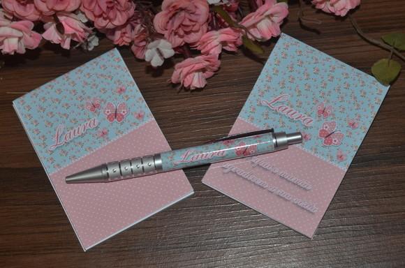 Bloquinho Personalizado com Caneta Borboleta