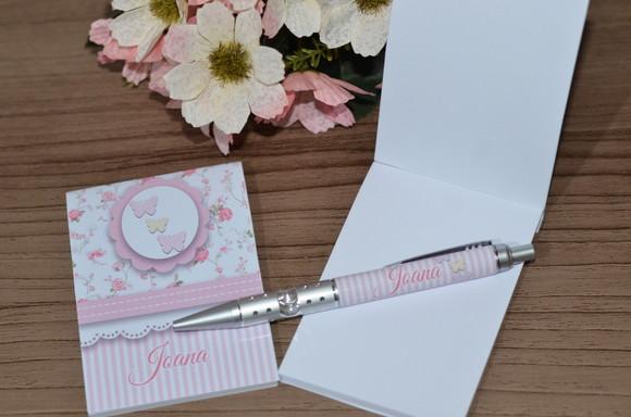 Bloquinho Personalizado com Caneta Borboletas