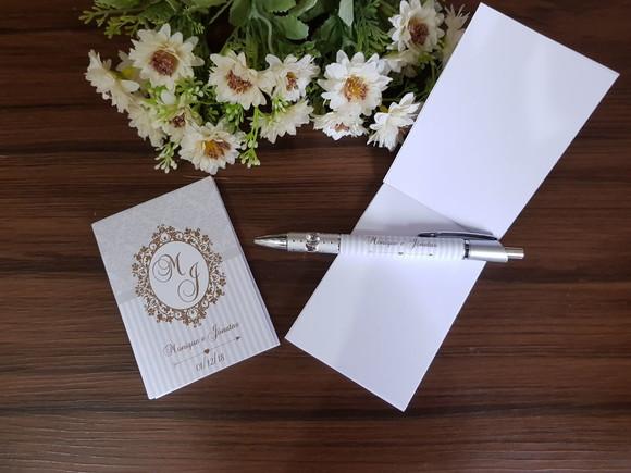 Bloquinho Personalizado com Caneta Casamento