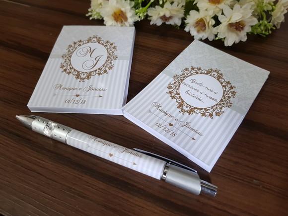 Bloquinho Personalizado com Caneta Casamento