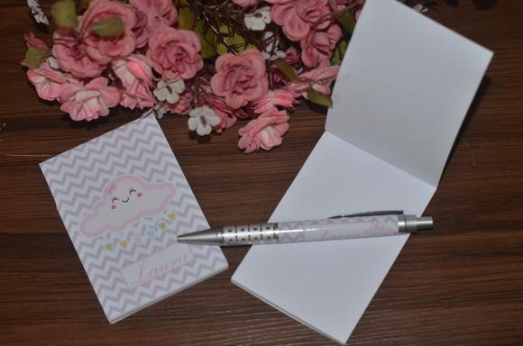 Bloquinho Personalizado com Caneta Chuva de Amor