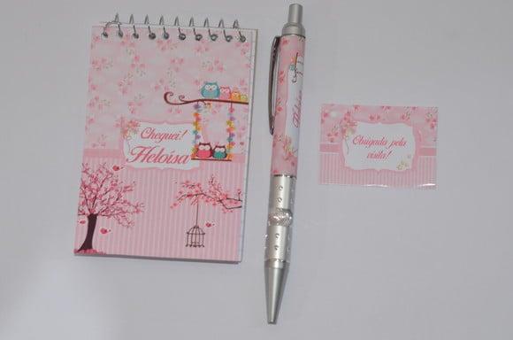 Bloquinho Personalizado com Caneta Corujinhas