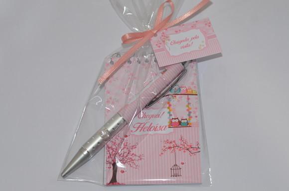 Bloquinho Personalizado com Caneta Corujinhas