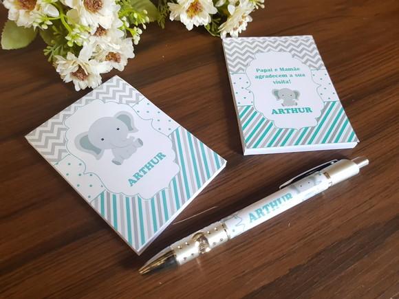 Bloquinho Personalizado com Caneta Elefante