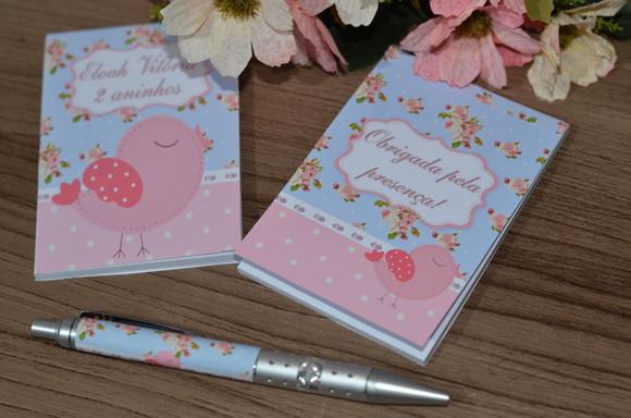 Bloquinho Personalizado com Caneta Floral