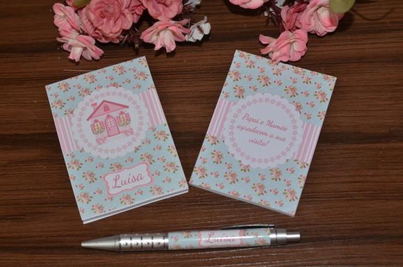 Bloquinho Personalizado com Caneta Floral
