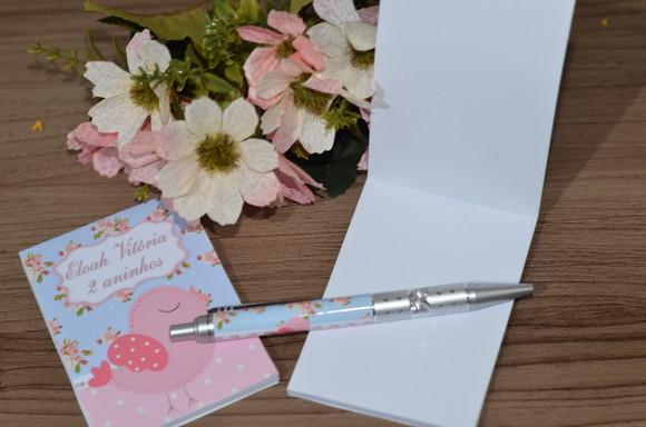 Bloquinho Personalizado com Caneta Floral