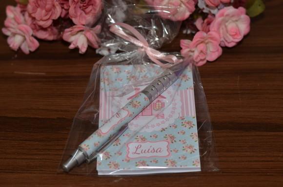 Bloquinho Personalizado com Caneta Floral
