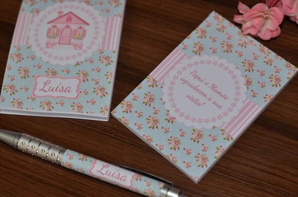 Bloquinho Personalizado com Caneta Floral