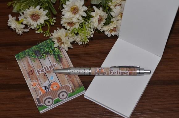 Bloquinho Personalizado com Caneta Safari