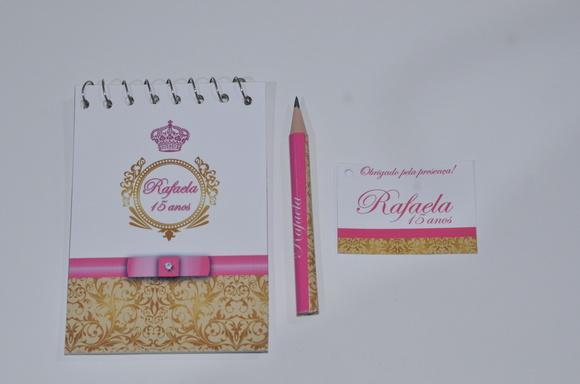 Bloquinho Personalizado com Lápis 15 Anos