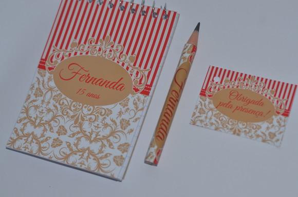 Bloquinho Personalizado com Lápis 15 Anos