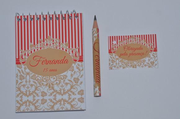 Bloquinho Personalizado com Lápis 15 Anos