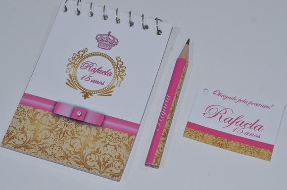 Bloquinho Personalizado com Lápis 15 Anos
