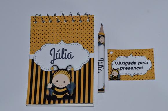 Bloquinho Personalizado com Lápis Abelhinha