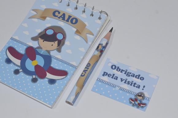 Bloquinho Personalizado com Lápis Aviador