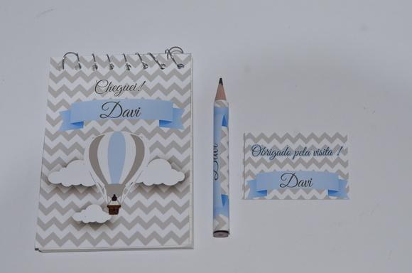 Bloquinho Personalizado com Lápis Balão Chevron
