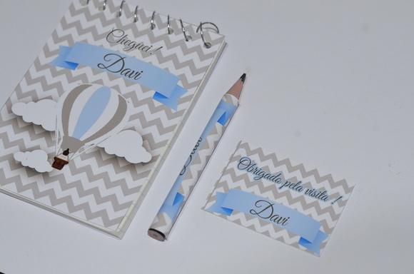 Bloquinho Personalizado com Lápis Balão Chevron