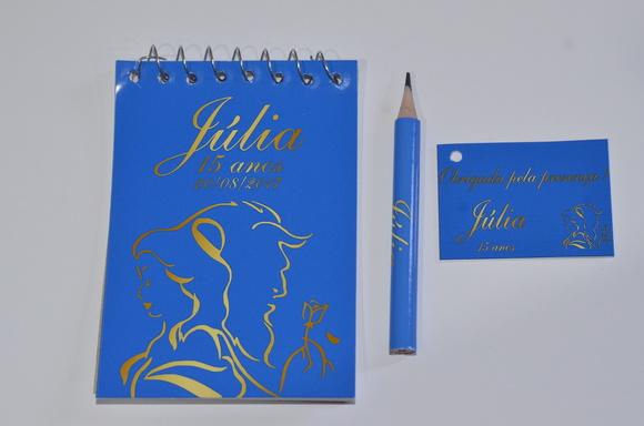 Bloquinho Personalizado com Lápis Bela e a Fera