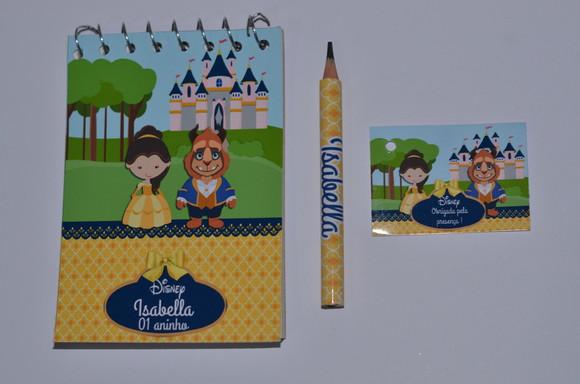 Bloquinho Personalizado com Lápis Bela e a Fera