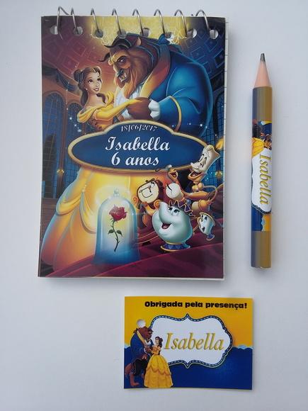 Bloquinho Personalizado com Lápis Bela e a Fera