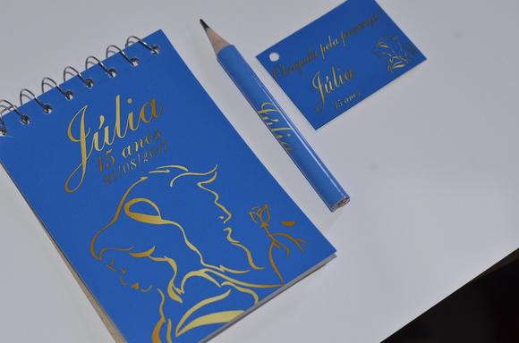 Bloquinho Personalizado com Lápis Bela e a Fera
