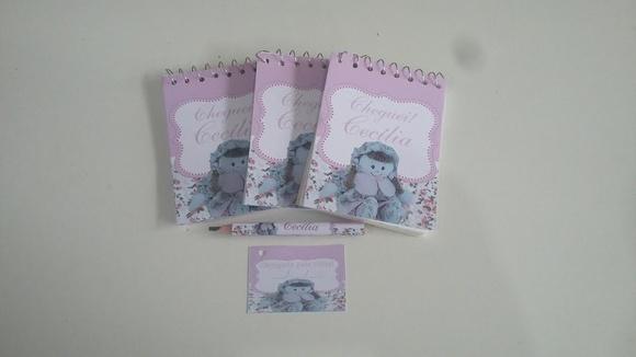 Bloquinho Personalizado com Lápis Boneca de Pano