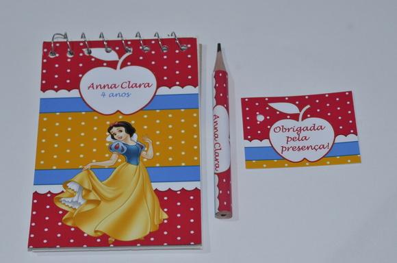 Bloquinho Personalizado com Lápis Branca de Neve