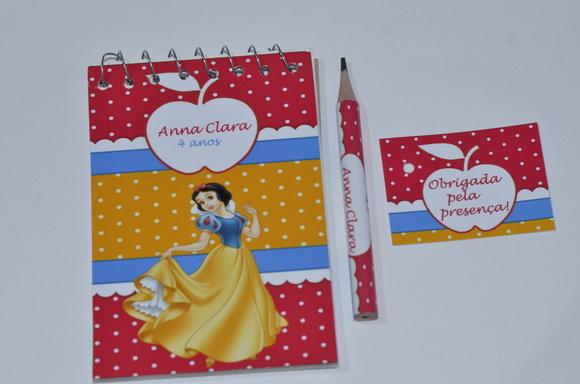 Bloquinho Personalizado com Lápis Branca de Neve
