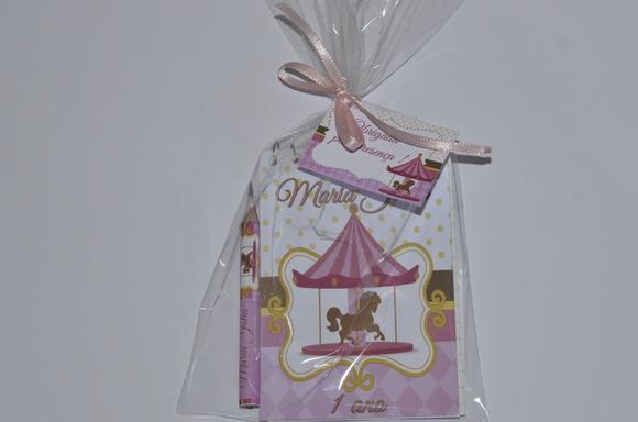 Bloquinho Personalizado com Lápis Carrossel Rosa