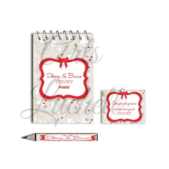 Bloquinho Personalizado com Lápis Casamento