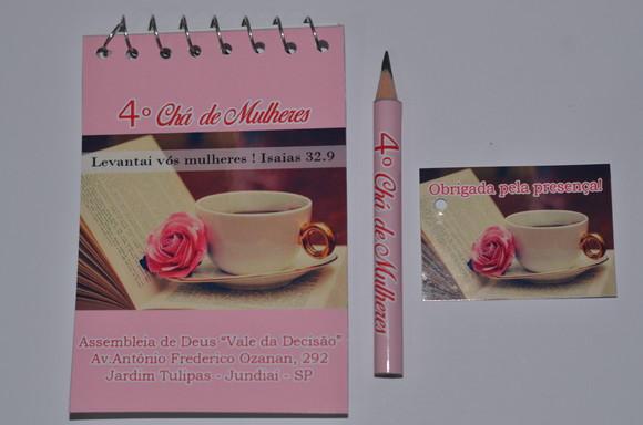 Bloquinho Personalizado com Lápis Chá de Mulheres