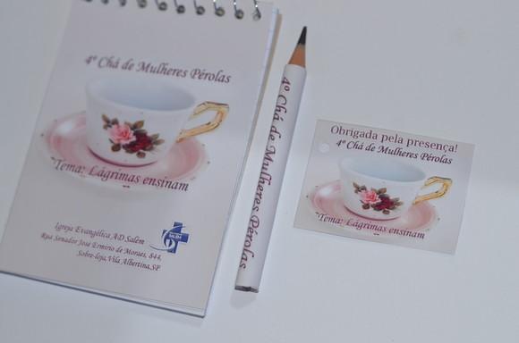 Bloquinho Personalizado com Lápis Chá de Mulheres Atacado