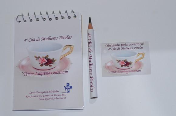 Bloquinho Personalizado com Lápis Chá de Mulheres Atacado
