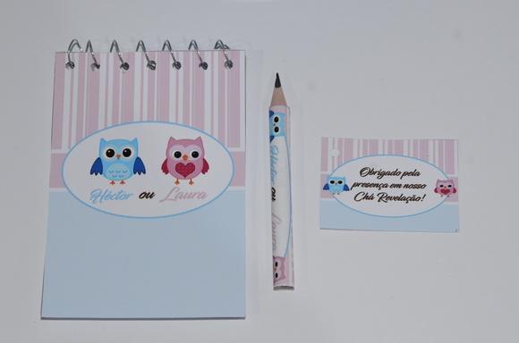 Bloquinho Personalizado com Lápis Chá Revelação